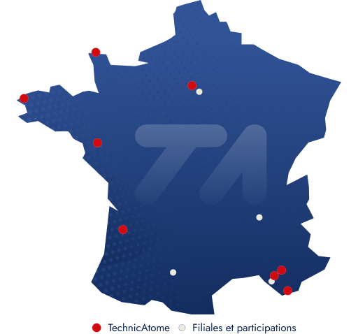 Carte des implantations de TechnicAtome